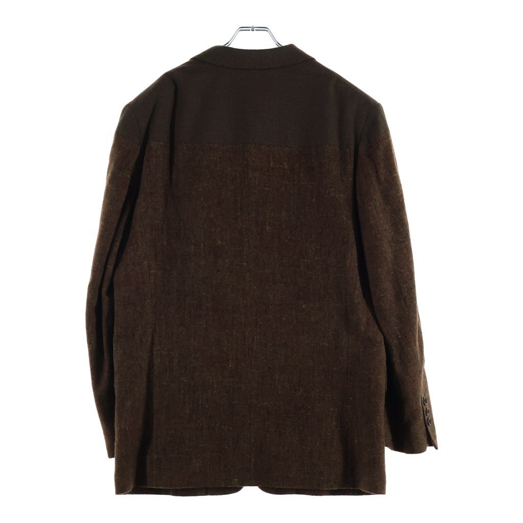 Yohji Yamamoto POUR HOMME(ヨウジヤマモト プールオム) 95AW ツイード切り替え シングル テーラードジャケット ブラウン HE-J47-801
