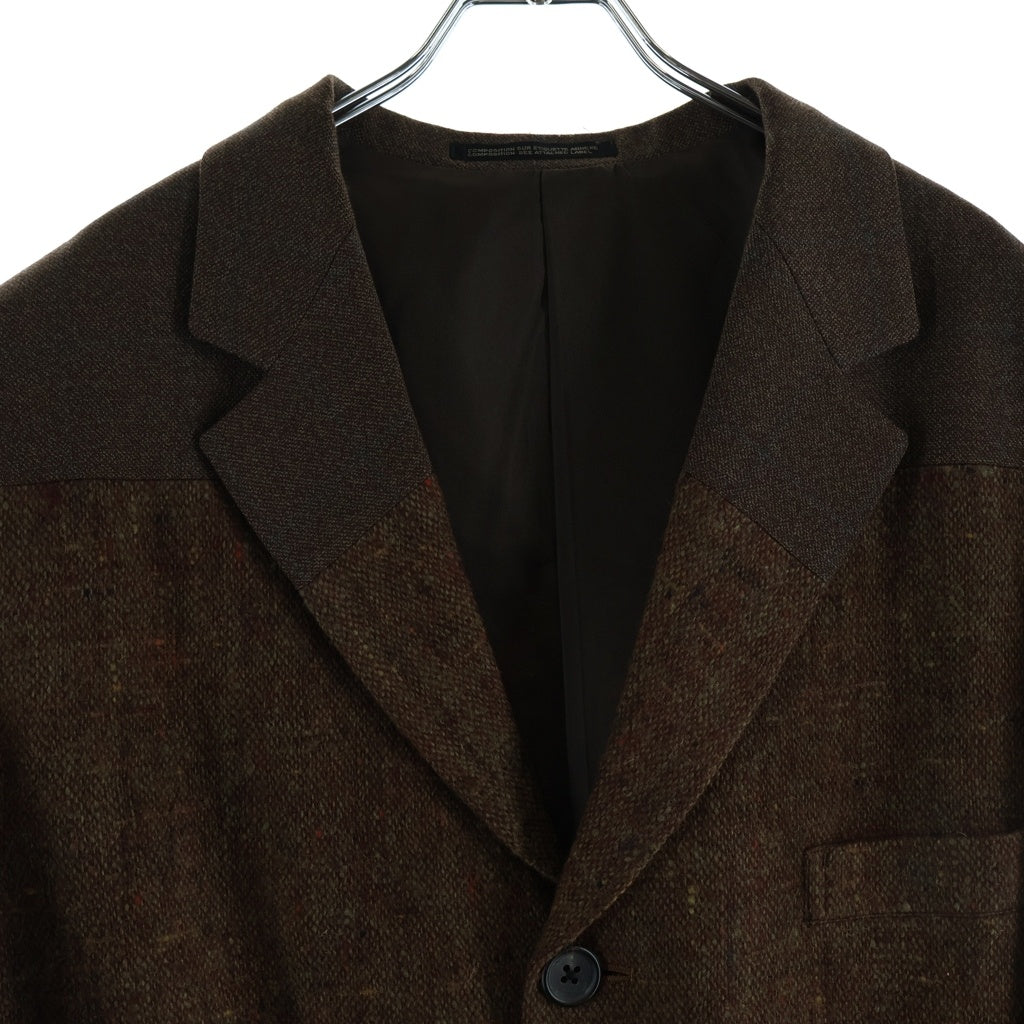 Yohji Yamamoto POUR HOMME(ヨウジヤマモト プールオム) 95AW ツイード切り替え シングル テーラードジャケット ブラウン HE-J47-801
