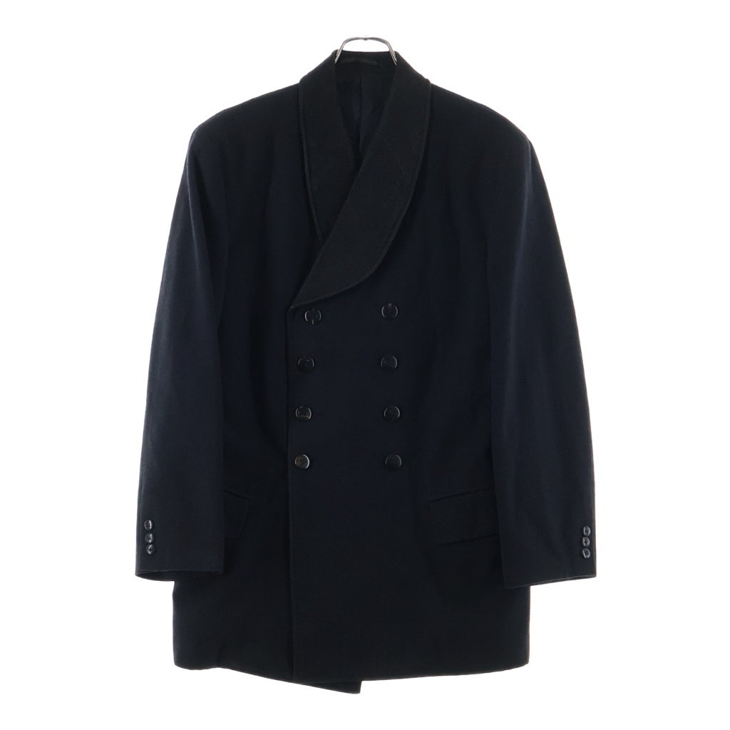 Yohji Yamamoto POUR HOMME(ヨウジヤマモト プールオム) ショールカラー レザー切り替え ダブルブレスト テーラードジャケット ブラック