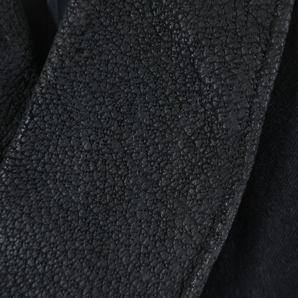 Yohji Yamamoto POUR HOMME(ヨウジヤマモト プールオム) ショールカラー レザー切り替え ダブルブレスト テーラードジャケット ブラック