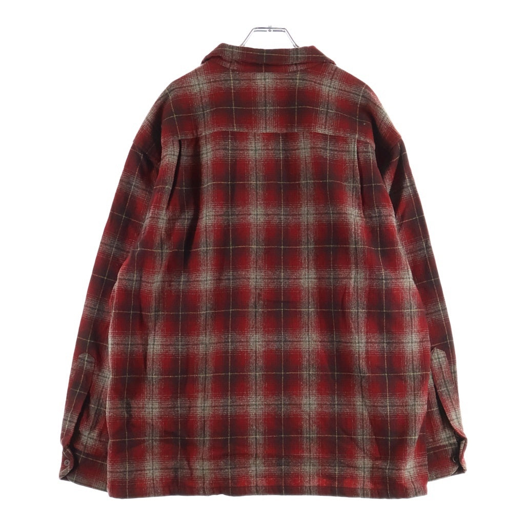 PENDLETON(ペンドルトン) 90S VINTAGE ヴィンテージ シャドウチェック柄 オンブレウール オープンカラー 長袖シャツ レッド
