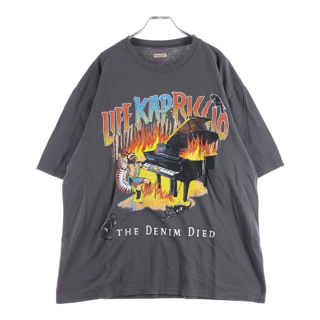 KAPITAL(キャピタル) 25SS BURNING バーニング ピアノ クルーネック カットソー 半袖Tシャツ ブラウン K2503SC062