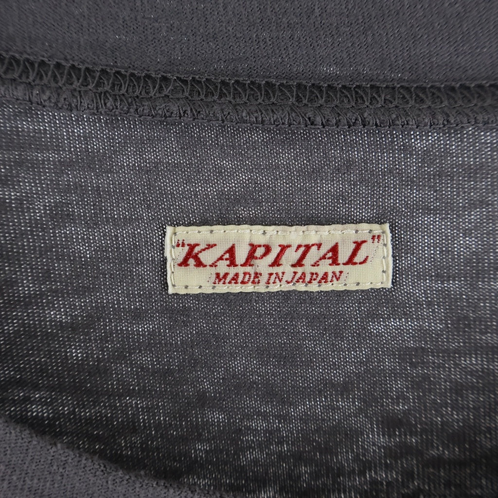 KAPITAL(キャピタル) 25SS BURNING バーニング ピアノ クルーネック カットソー 半袖Tシャツ ブラウン K2503SC062