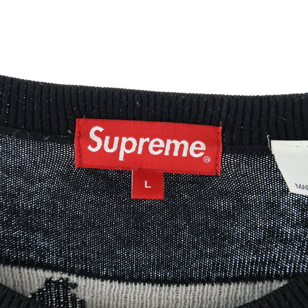 SUPREME(シュプリーム) 22SS Big Cats Jacquard L/S Top ビック キャット ジャガード クルーネック ニット セーター ブラック