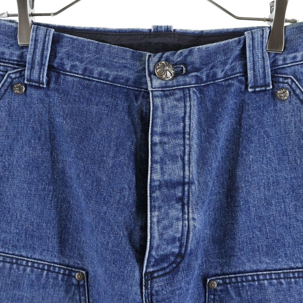 CHROME HEARTS(クロムハーツ) CARPENTER DOUBLE KNEE DENIM SHORTS カーペンター デニムショーツ ハーフパンツ クロスボール ブルー