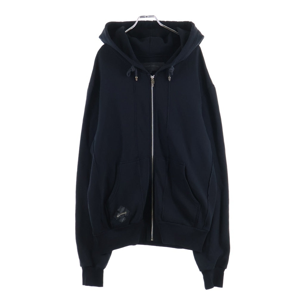 CHROME HEARTS(クロムハーツ) SWTSHRT HD ZIP HRSSHE LTHR ホースシューレザージップフーディー ブラック