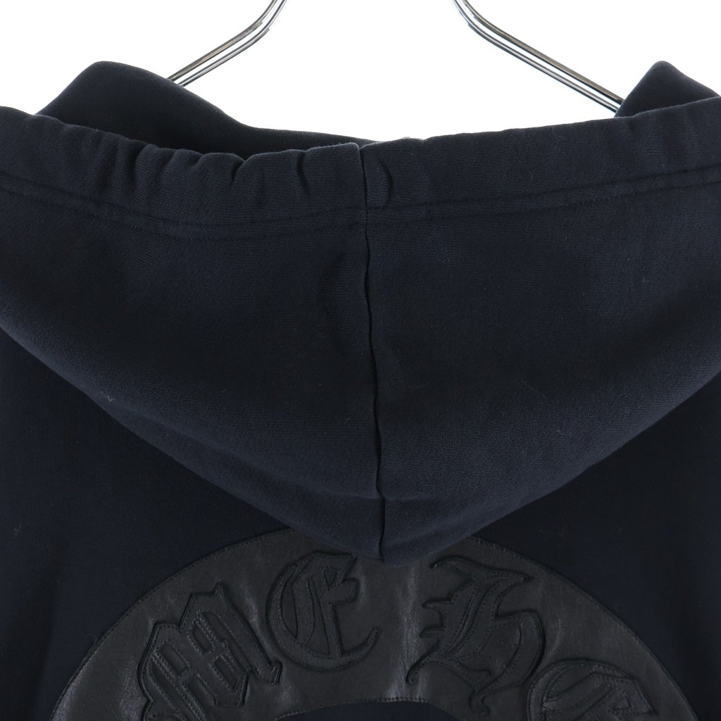 CHROME HEARTS(クロムハーツ) SWTSHRT HD ZIP HRSSHE LTHR ホースシューレザージップフーディー ブラック