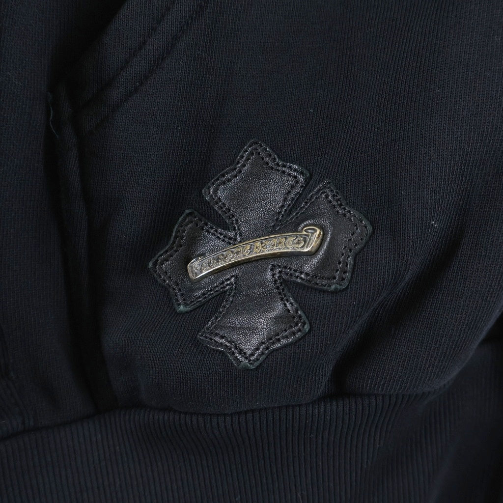 CHROME HEARTS(クロムハーツ) SWTSHRT HD ZIP HRSSHE LTHR ホースシューレザージップフーディー ブラック