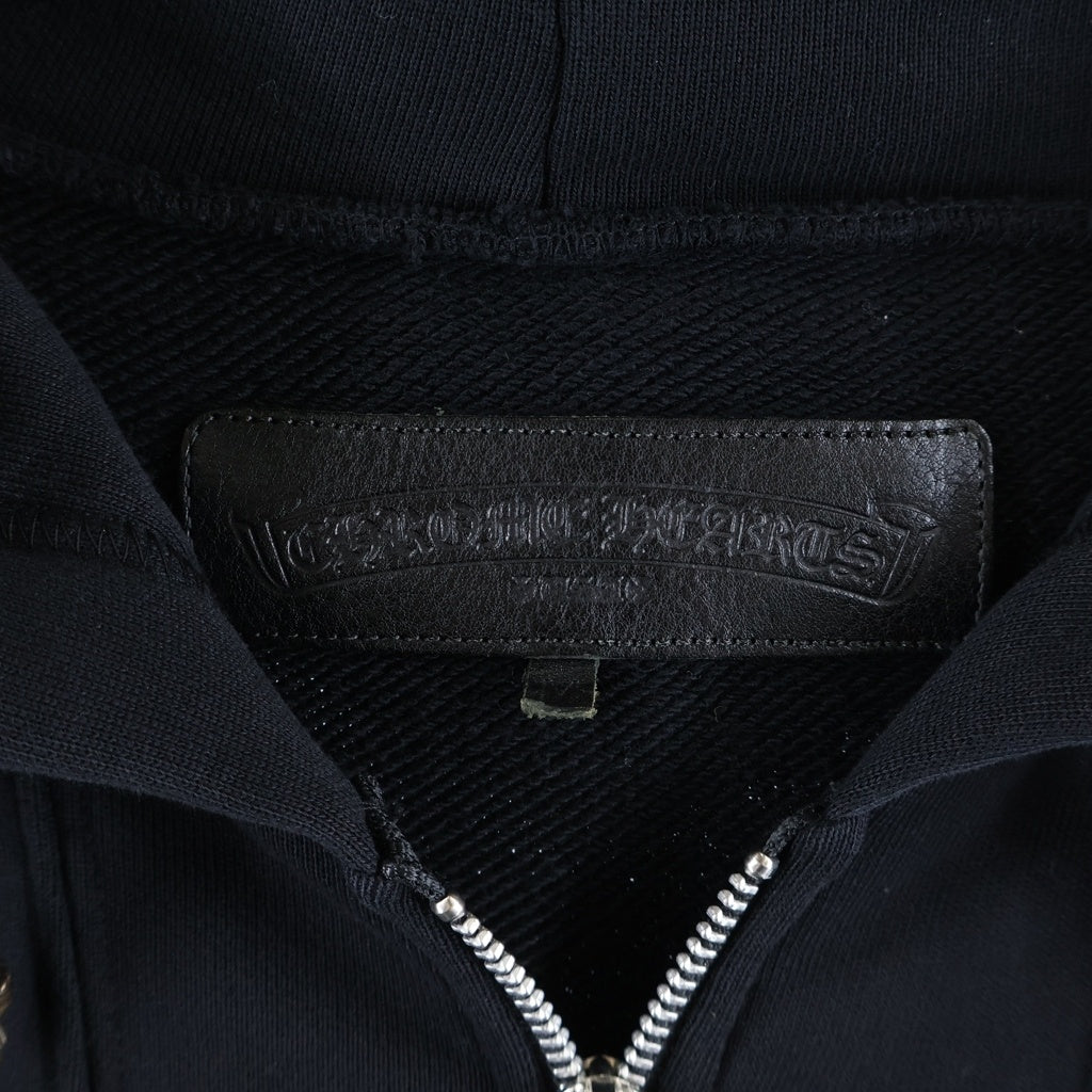 CHROME HEARTS(クロムハーツ) SWTSHRT HD ZIP HRSSHE LTHR ホースシューレザージップフーディー ブラック