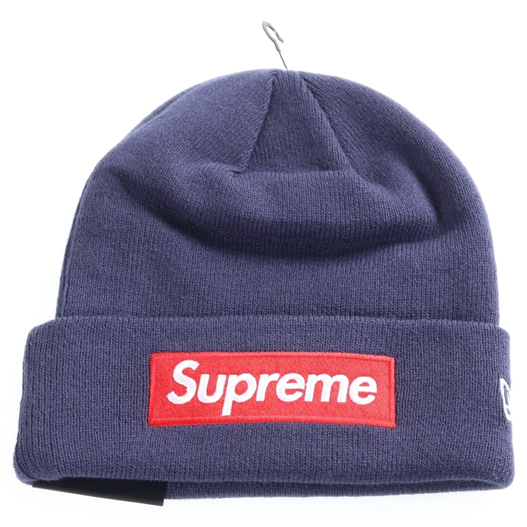 SUPREME(シュプリーム) 24AW ×New era Box Logo Beanie ニューエラ ボックスロゴデザイン ビーニー ニット帽 ネイビー