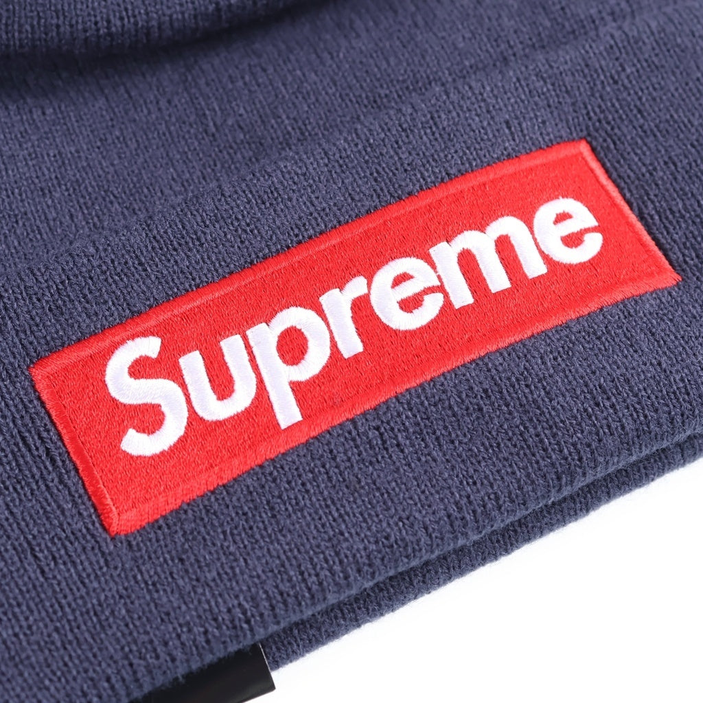 SUPREME(シュプリーム) 24AW ×New era Box Logo Beanie ニューエラ ボックスロゴデザイン ビーニー ニット帽 ネイビー