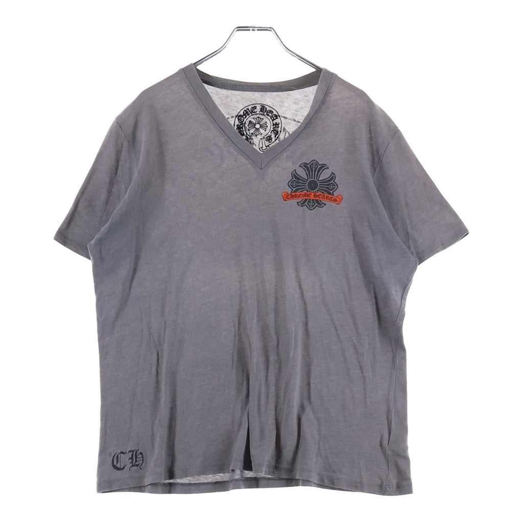 CHROME HEARTS(クロムハーツ) OLD HORSESHOE CH PLUS VNECK オールド ホースシューデザイン Vネック カットソー 半袖Tシャツ グレー