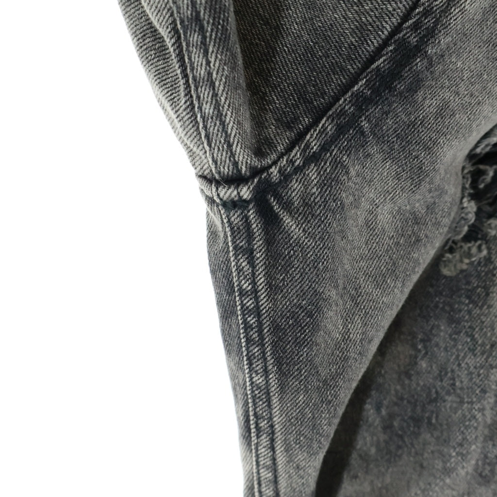 juun.j(ジュン ジェイ) Distressed Denim Zip-Up Hoodie デストロイ加工 デニム ジップアップフーディー グレー JC3841H015