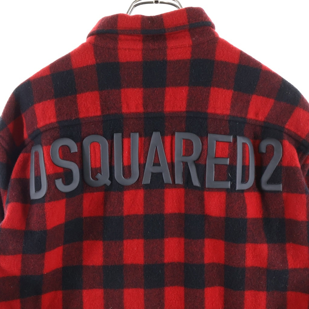 DSQUARED2(ディースクエアード) 23AW ウール チェック 長袖シャツ レッド S71DM0655