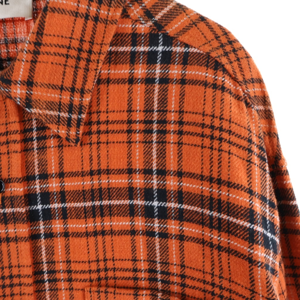 CELINE(セリーヌ) OVERSIZED LUMBERJACK CHECK COTTON SHIRT オーバーサイズ ランバージャックチェック 長袖シャツ オレンジ 2C486554T