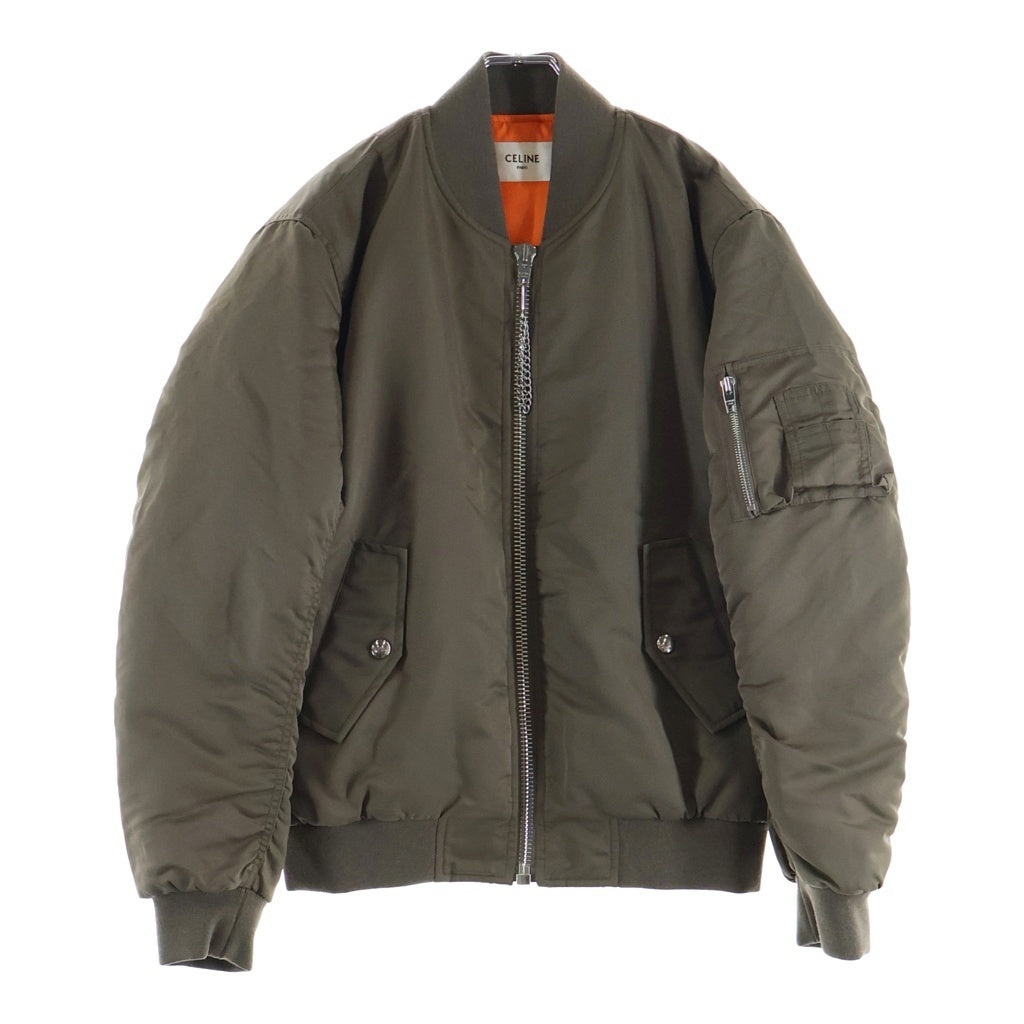 CELINE(セリーヌ) 23AW LOGO BOMBER JACKET ロゴプリントボンバージャケット MA-1 ベージュ 2W426396E