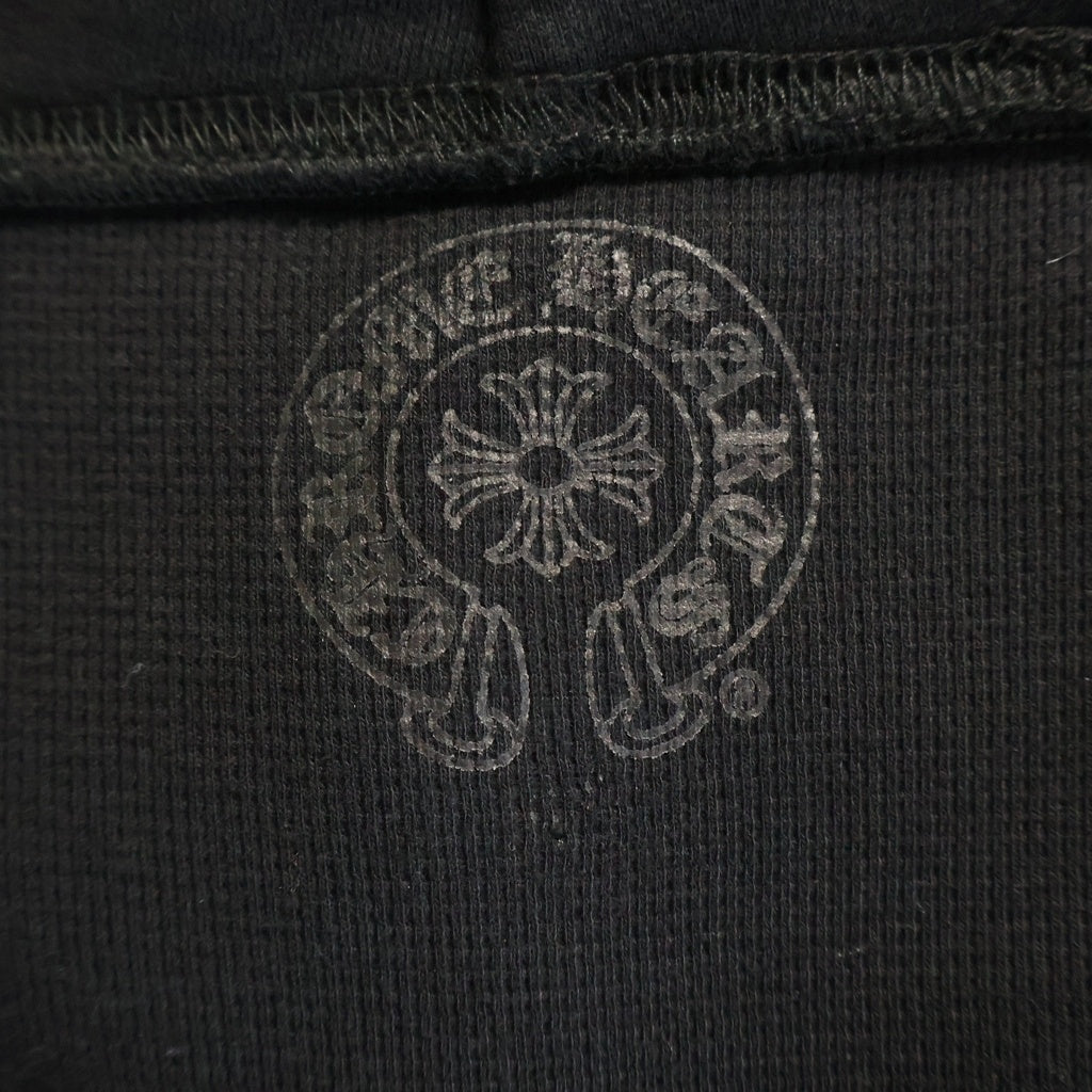 CHROME HEARTS(クロムハーツ) THERMAL SWTSHRT HD ZIP 裏地サーマル ロゴプリント ダガージップアップパーカー フーディー ブラック