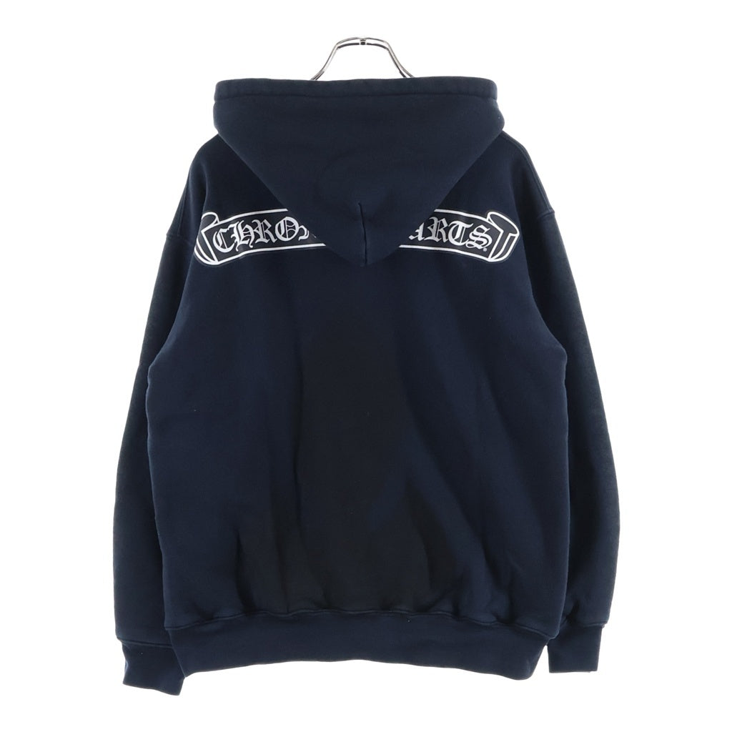 CHROME HEARTS(クロムハーツ) OLD BACK FLARE バックフレア スクロールラベルプリント裏地サーマル ダガージップアップパーカー フーディ ネイビー