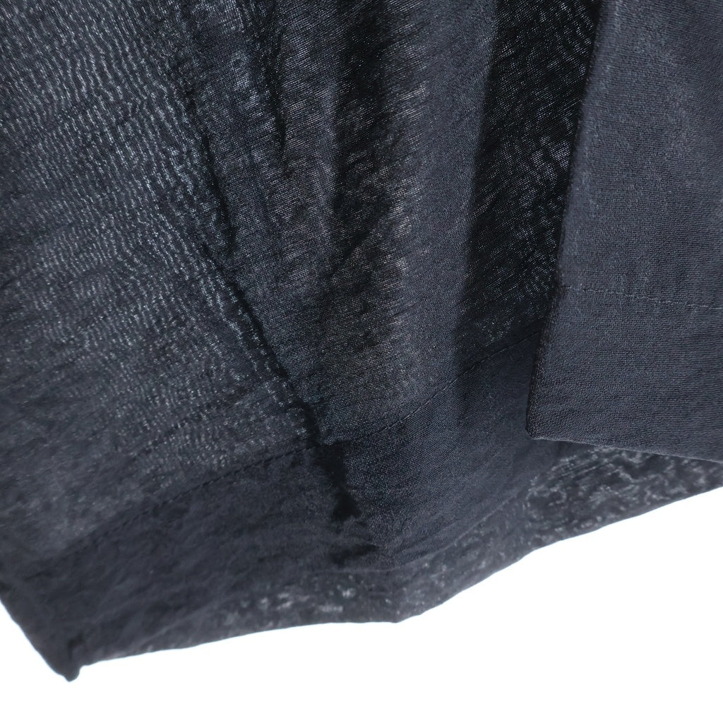Y-3(ワイスリー) PLACED GRAPHIC SHORT SLEEVE LONG SHIRT プレースト グラフィック オープンカラー ロング 半袖シャツ ブラック KR0169