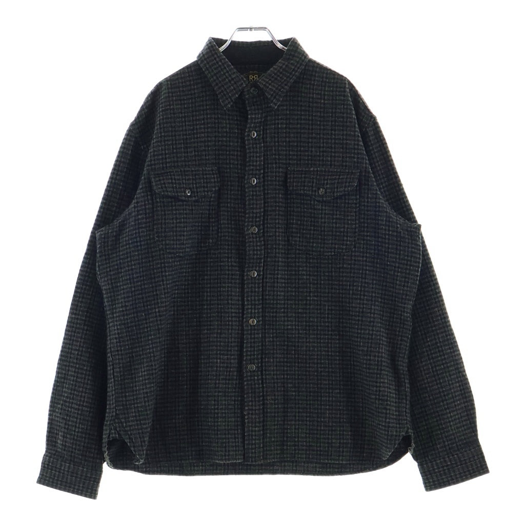 RRL(ダブルアールエル) 胸ポケットデザイン ツイード 長袖シャツ ブラウン
