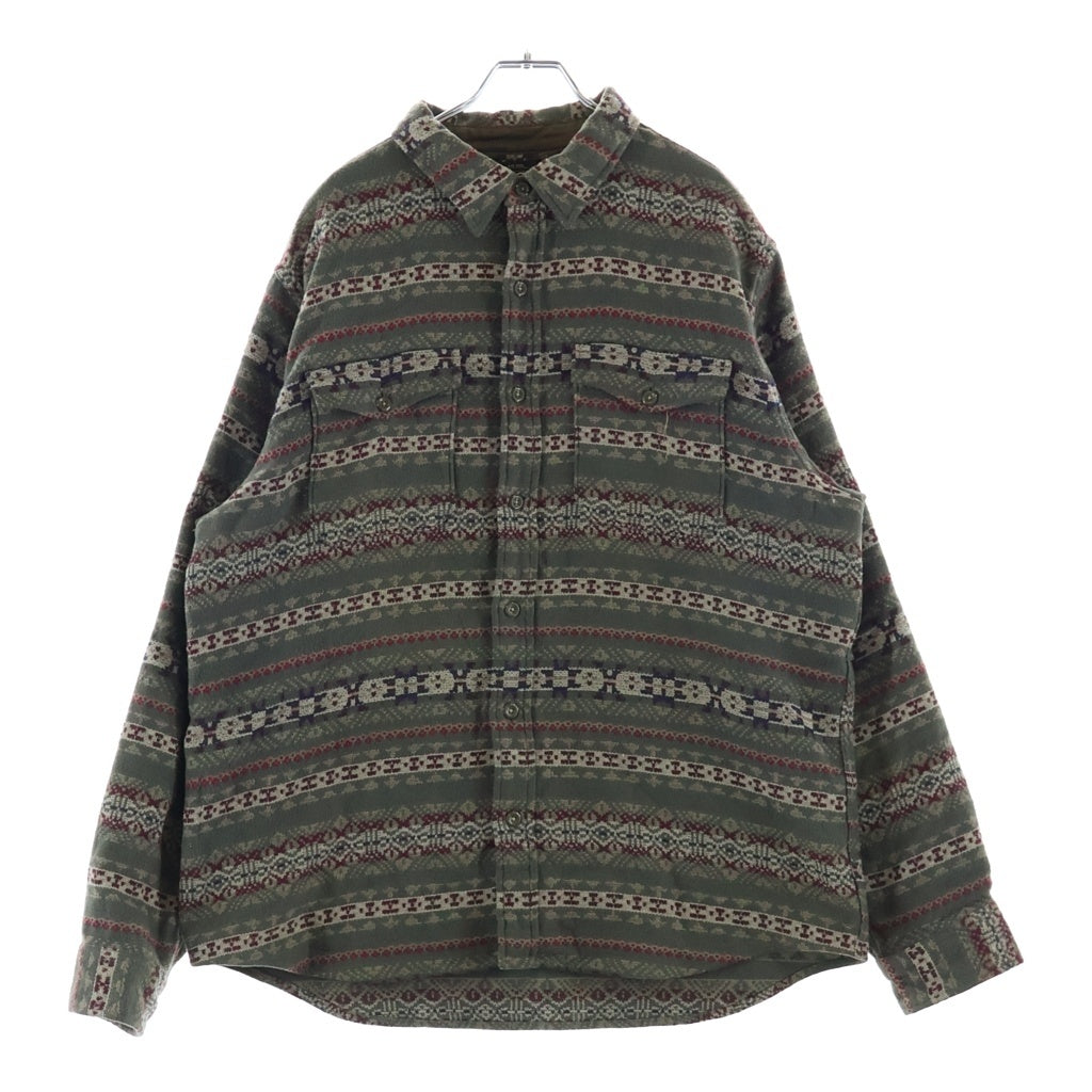 RRL(ダブルアールエル) 胸ポケットデザイン ネイティブ柄 長袖シャツ ブラウン