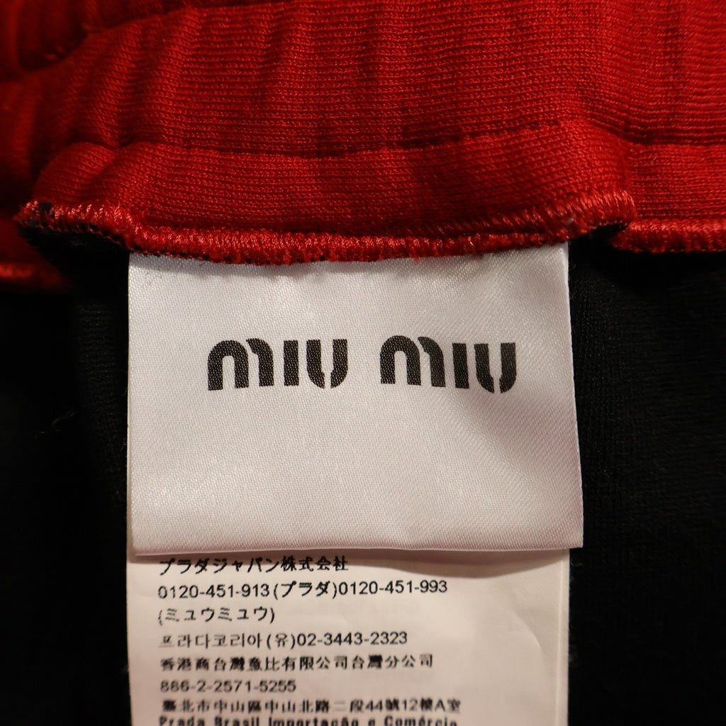 miumiu(ミュウミュウ) 18SS Side Logo Label Sweat Mini Skirt サイドロゴラベル スウェットミニスカート ブラック/レッド MJD153 1TNK レディース