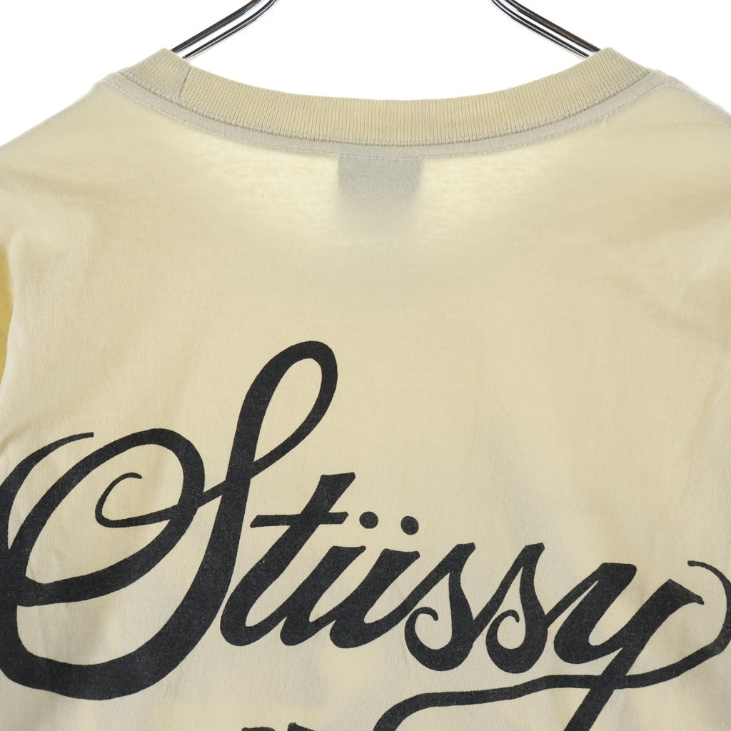 STUSSY(ステューシー) ×DOVER STREET MARKET GINZA TEE ドーバーストリートマーケット ギンザ ロゴデザイン クルーネック カットソー 長袖Tシャツ ベージュ
