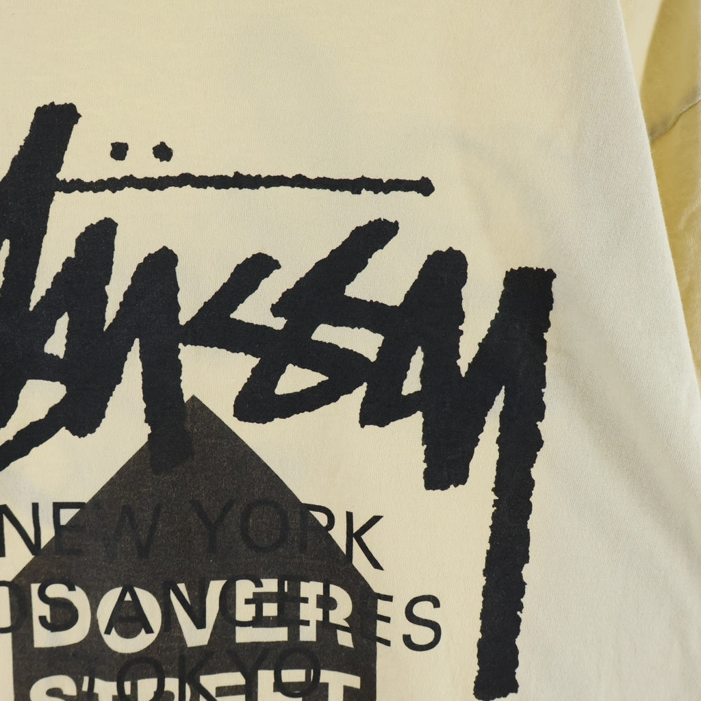 STUSSY(ステューシー) ×DOVER STREET MARKET GINZA TEE ドーバーストリートマーケット ギンザ ロゴデザイン クルーネック カットソー 長袖Tシャツ ベージュ
