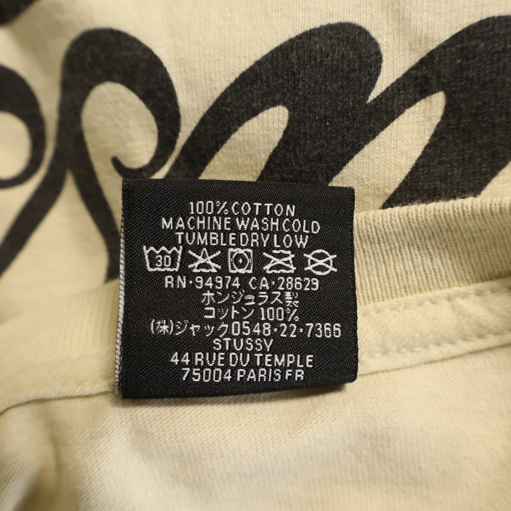 STUSSY(ステューシー) ×DOVER STREET MARKET GINZA TEE ドーバーストリートマーケット ギンザ ロゴデザイン クルーネック カットソー 長袖Tシャツ ベージュ