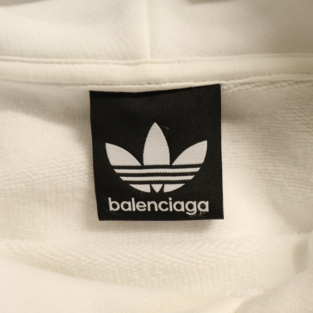 BALENCIAGA(バレンシアガ) ×adidas アディダス ロゴ刺繍 プルオーバーパーカー フーディー ホワイト 712396
