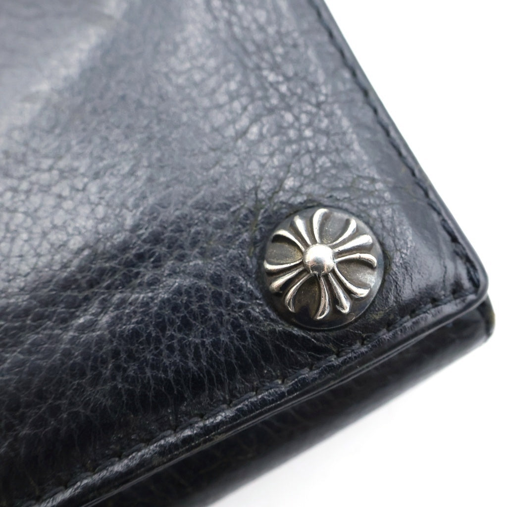 CHROME HEARTS(クロムハーツ) 3FOLD 3フォールド クロスボールボタン レザーウォレット 財布 ブラック