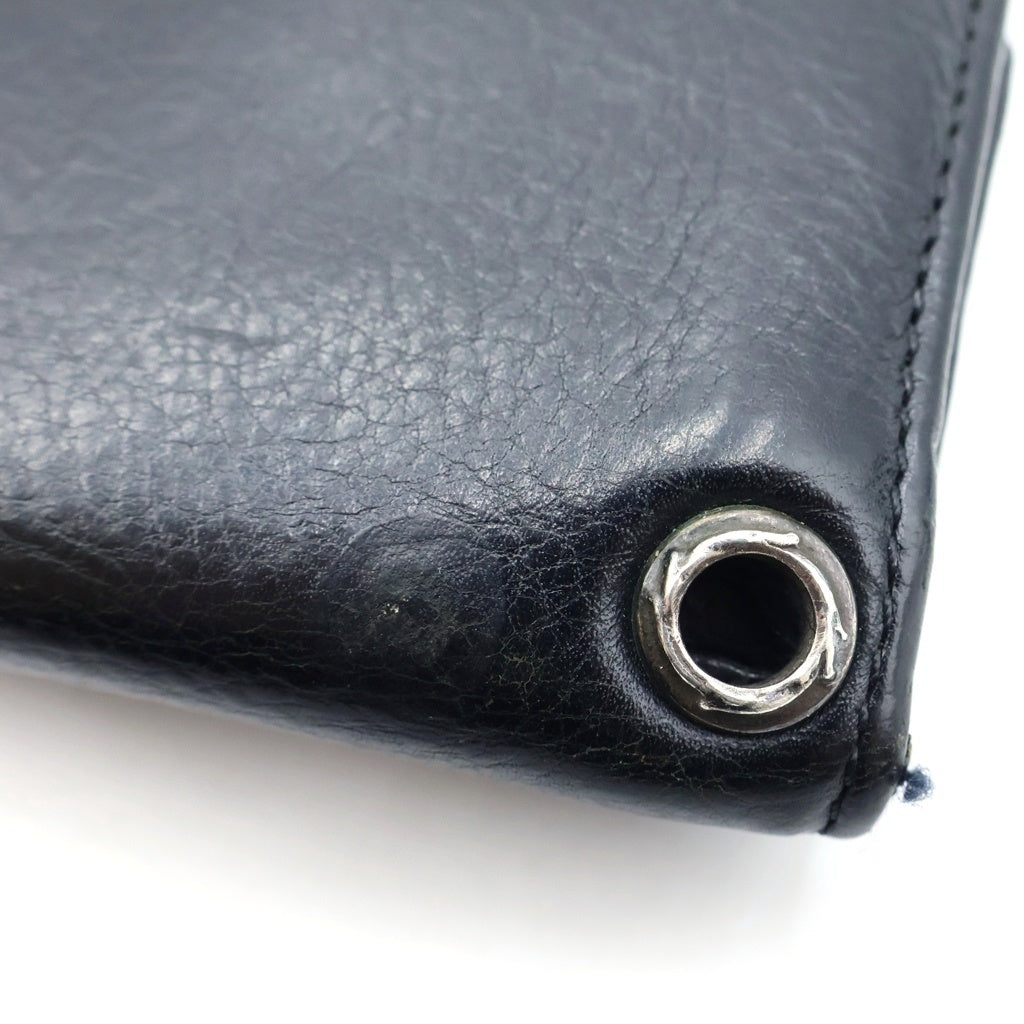 CHROME HEARTS(クロムハーツ) 3FOLD 3フォールド クロスボールボタン レザーウォレット 財布 ブラック