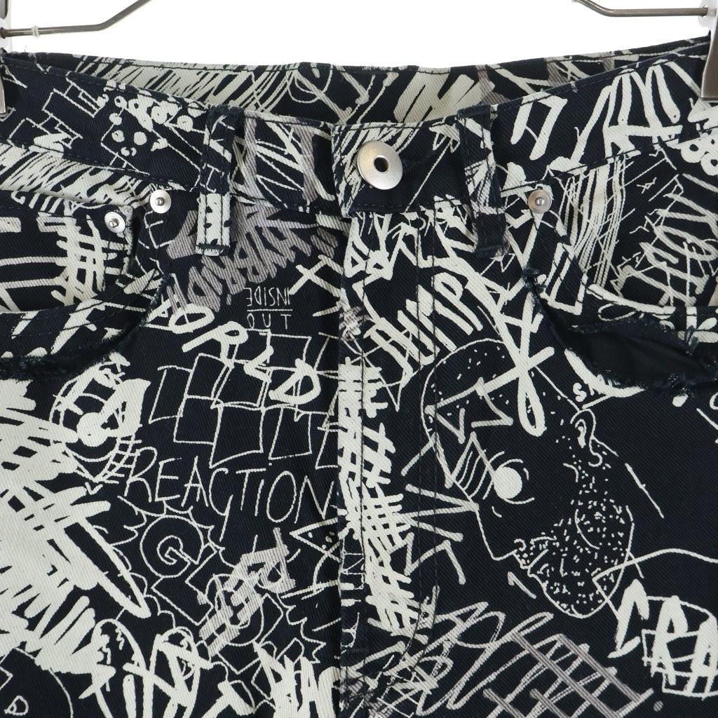 Maison Martin Margiela(メゾンマルタンマルジェラ) 20SS GRAFFITI SPLATTER CAPRI JEANS ストレートデニムパンツ ボトムス ブラック S51LA0116