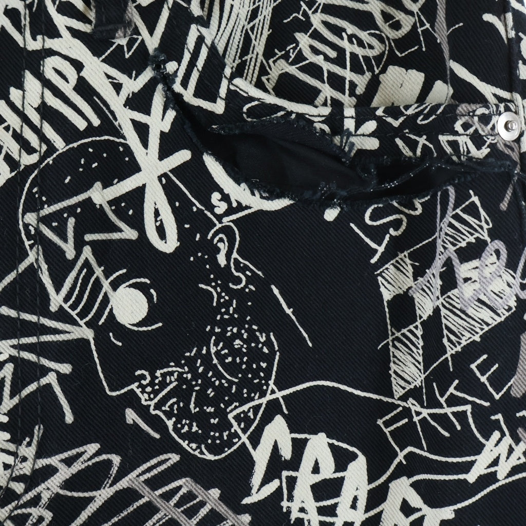 Maison Martin Margiela(メゾンマルタンマルジェラ) 20SS GRAFFITI SPLATTER CAPRI JEANS ストレートデニムパンツ ボトムス ブラック S51LA0116