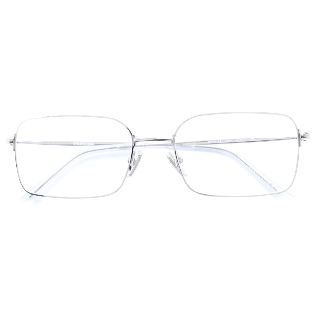 BALENCIAGA(バレンシアガ) Invisible Rectangle メタルフレーム スクエア アイウェア 眼鏡 シルバー BB0316S