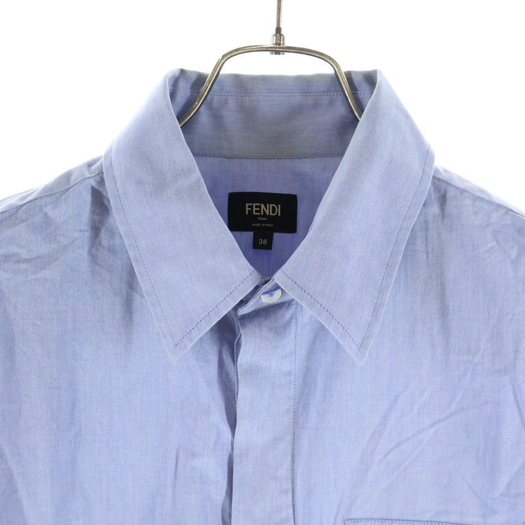 FENDI(フェンディ) ジップポケット コットン半袖シャツ ブルー 12CPF-24-173