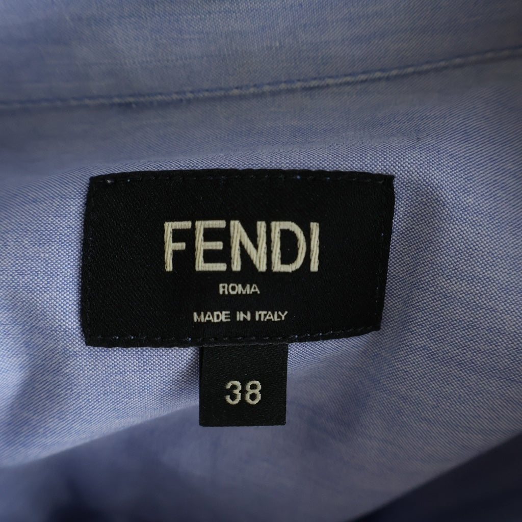 FENDI(フェンディ) ジップポケット コットン半袖シャツ ブルー 12CPF-24-173