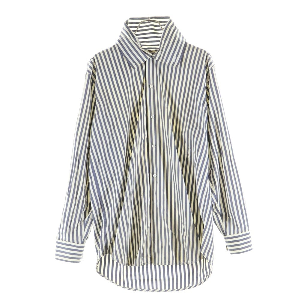 JIL SANDER(ジルサンダー) オーバーサイズ ハイネック ストライプ長袖シャツ ホワイト/ブルー JSMT602827MT24521012