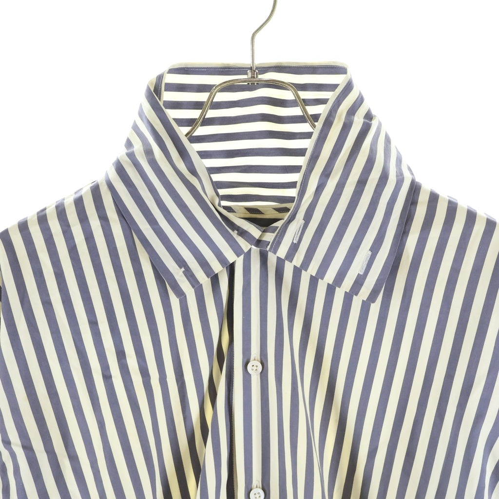 JIL SANDER(ジルサンダー) オーバーサイズ ハイネック ストライプ長袖シャツ ホワイト/ブルー JSMT602827MT24521012