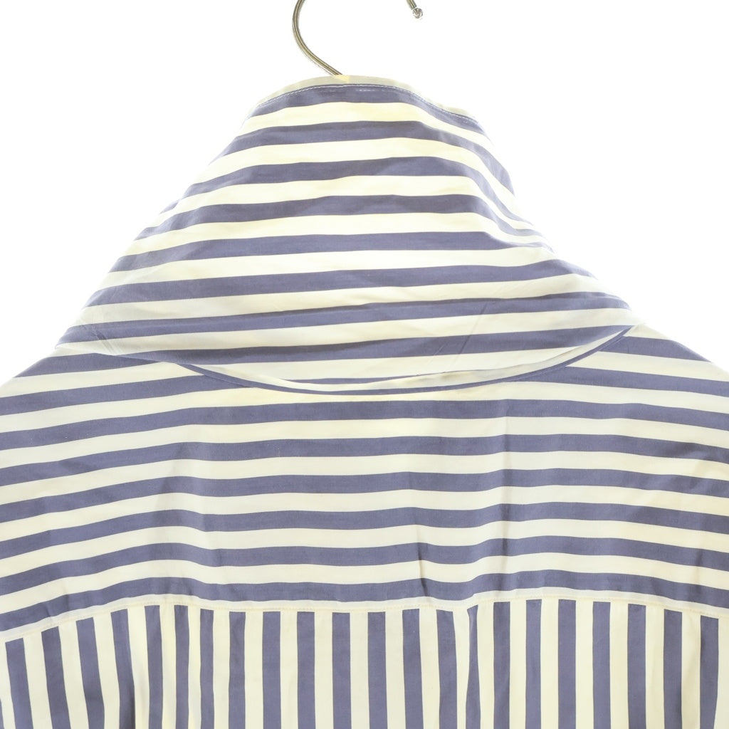 JIL SANDER(ジルサンダー) オーバーサイズ ハイネック ストライプ長袖シャツ ホワイト/ブルー JSMT602827MT24521012