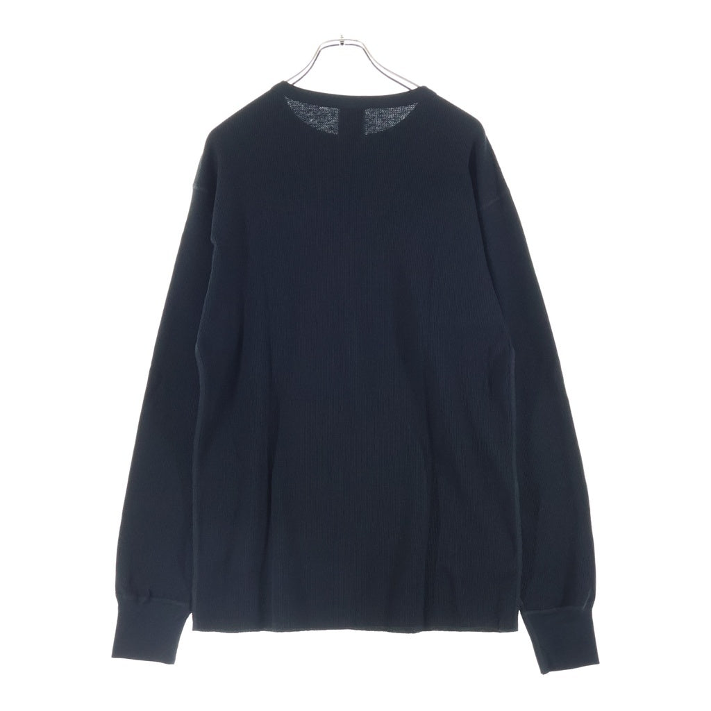 SAINT MICHAEL(セントマイケル) 26AW LS THARMAL TEE ロゴデザイン クルーネック カットソー サーマル 長袖Tシャツ ブラック SM-MK1-0000-021