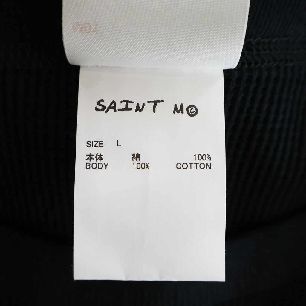 SAINT MICHAEL(セントマイケル) 26AW LS THARMAL TEE ロゴデザイン クルーネック カットソー サーマル 長袖Tシャツ ブラック SM-MK1-0000-021