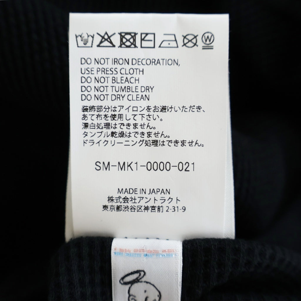 SAINT MICHAEL(セントマイケル) 26AW LS THARMAL TEE ロゴデザイン クルーネック カットソー サーマル 長袖Tシャツ ブラック SM-MK1-0000-021