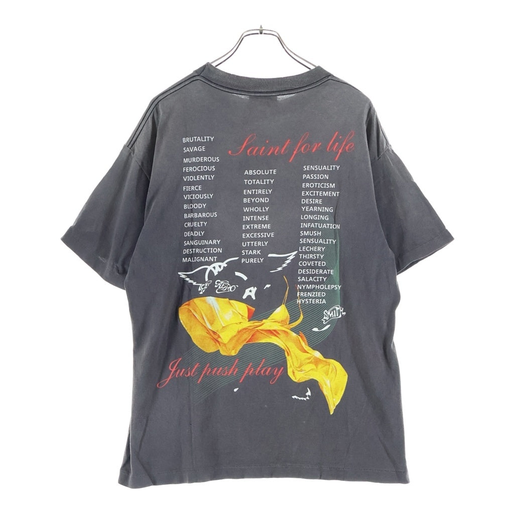 SAINT MICHAEL(セントマイケル) 26SS AEROSMITH AS SS T-SHIRT エアロスミス ロゴデザイン クルーネック カットソー 半袖Tシャツ ブラック SM-MK8-0000-C25