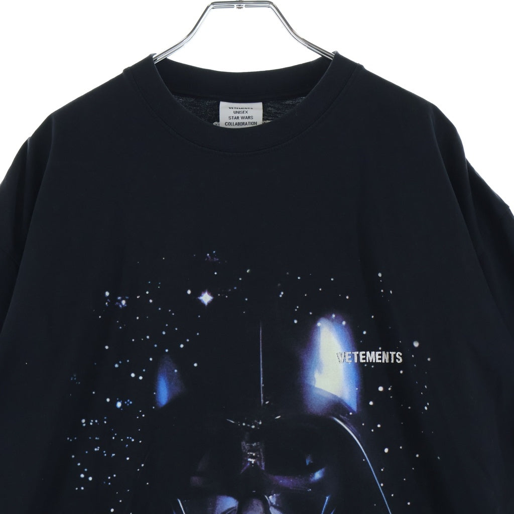 VETEMENTS(ヴェトモン) ×STAR WARS スターウォーズ ロゴデザイン クルーネック カットソー 半袖Tシャツ ブラック USW21TS008