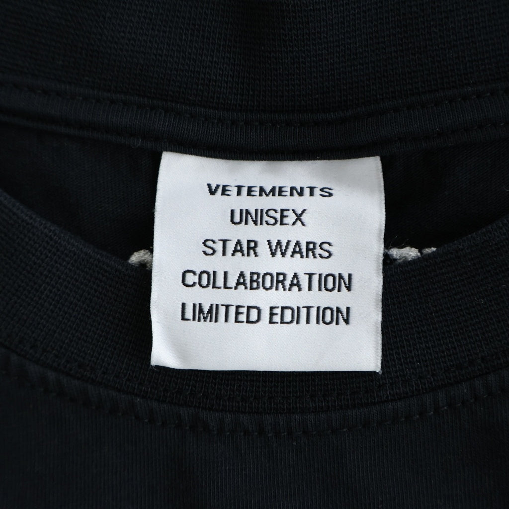 VETEMENTS(ヴェトモン) ×STAR WARS スターウォーズ ロゴデザイン クルーネック カットソー 半袖Tシャツ ブラック USW21TS008