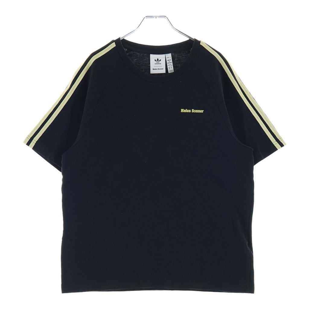 adidas(アディダス) ×WALES BONNER ウェールズ ボナー ロゴデザイン クルーネック カットソー 半袖Tシャツ ブラック ABW001