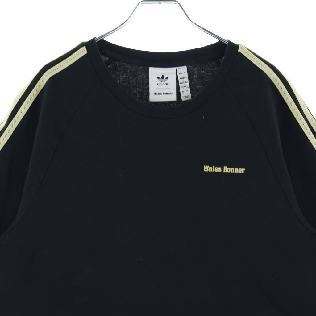 adidas(アディダス) ×WALES BONNER ウェールズ ボナー ロゴデザイン クルーネック カットソー 半袖Tシャツ ブラック ABW001