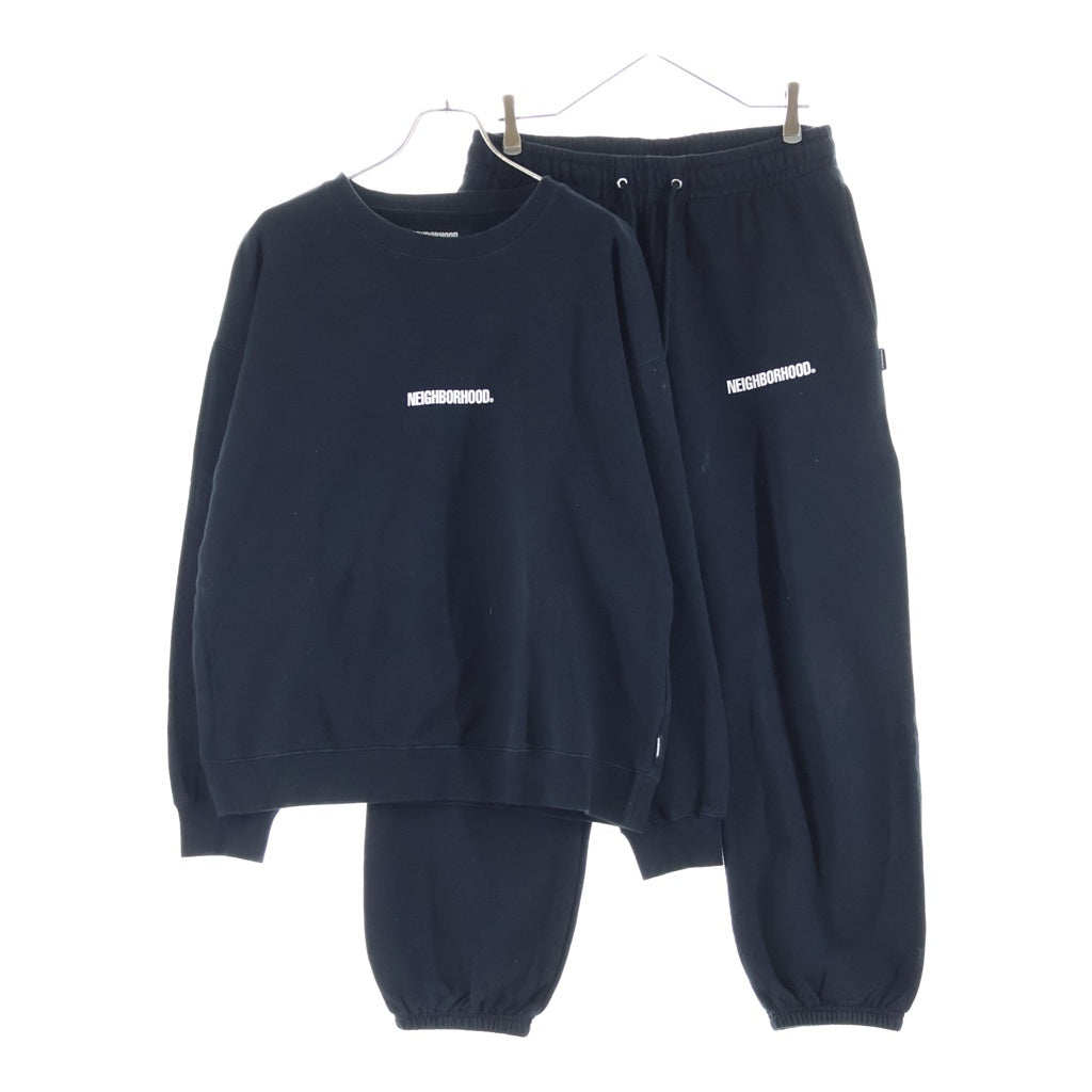 NEIGHBORHOOD(ネイバーフッド) HOME SET UP クルーネック スウェット トレーナー ロゴデザイン ドローストリング スウェットパンツ ブラック 232QTNH-CSM01