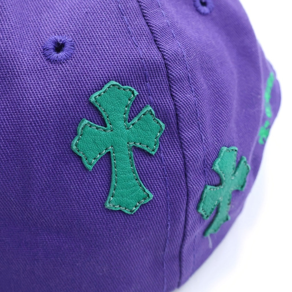 CHROME HEARTS(クロムハーツ) CH HAT CH刺繍 クロスパッチ 5パネル ベースボールキャップ 帽子 グリーン/パープル